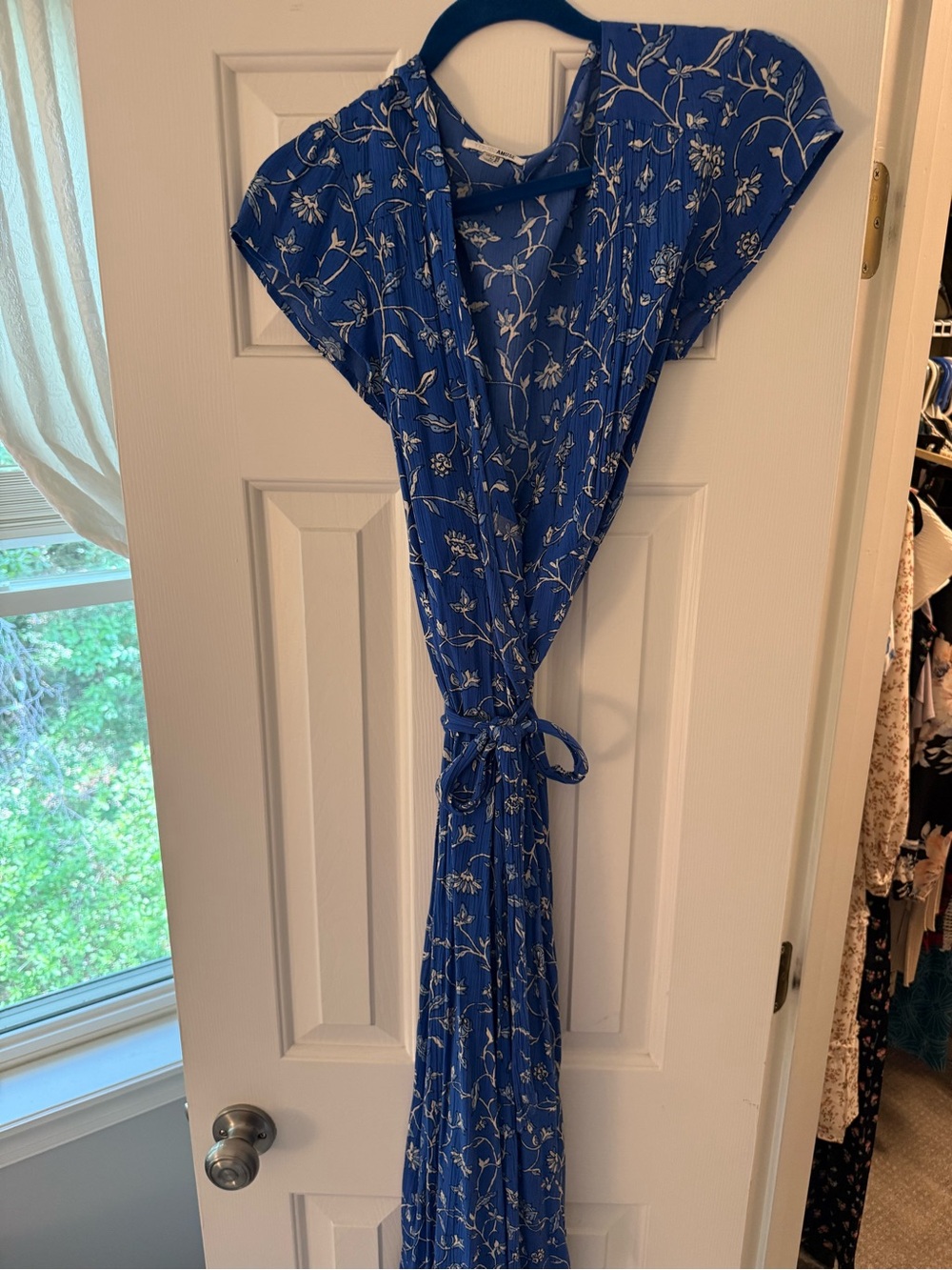 Amuse Society Royal Blue Floral Wrap Maxi Dress